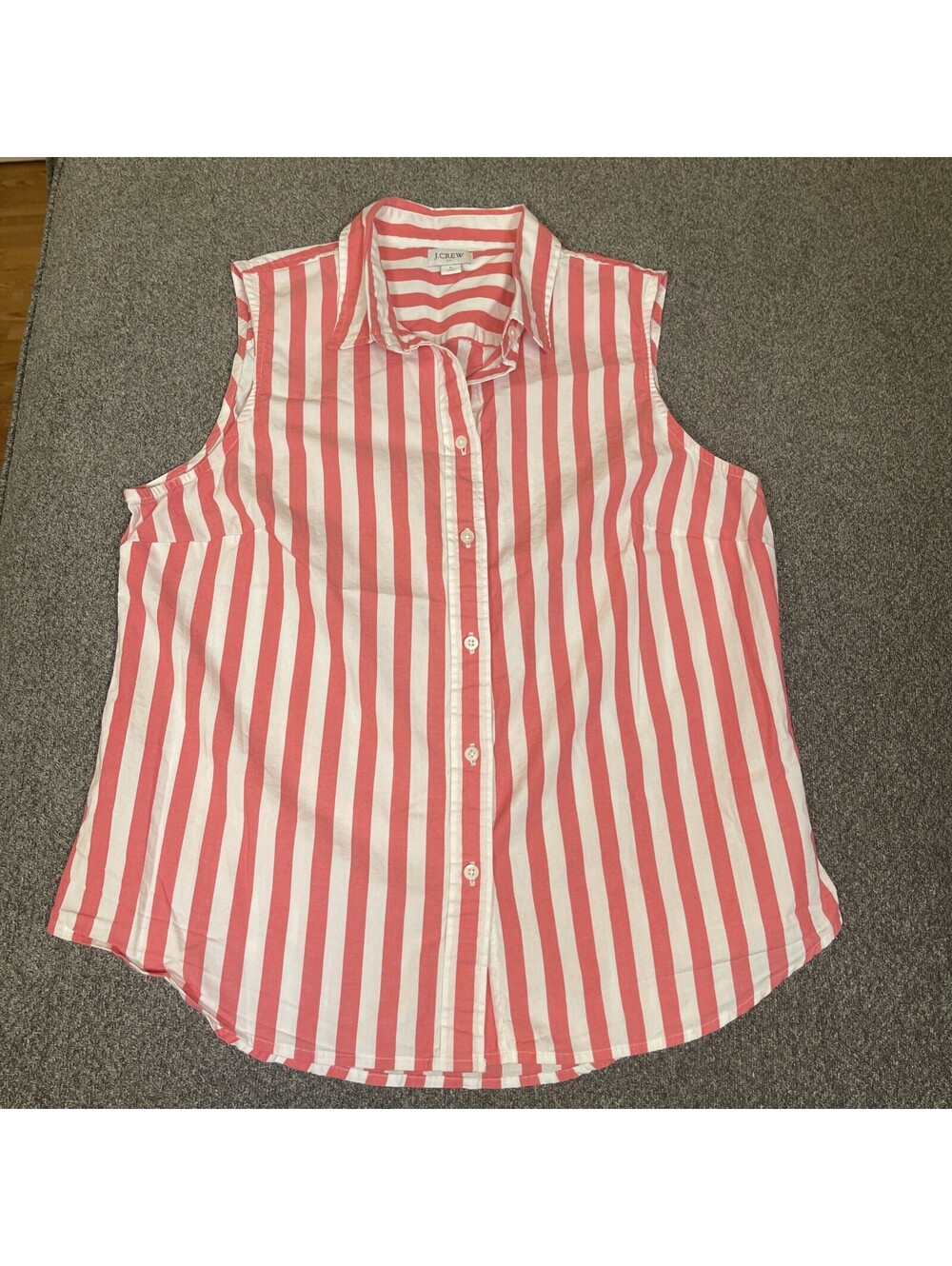 J Crew Pink & White Gingham Collared Button Up Sleeveless Shirt Top Size L Chz40